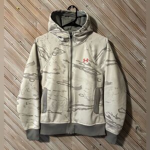 Under Armour White & Grey Snow Camo Hoodie Pink Embroidered Logo